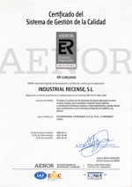 Certificado calidad aenor industrial recense